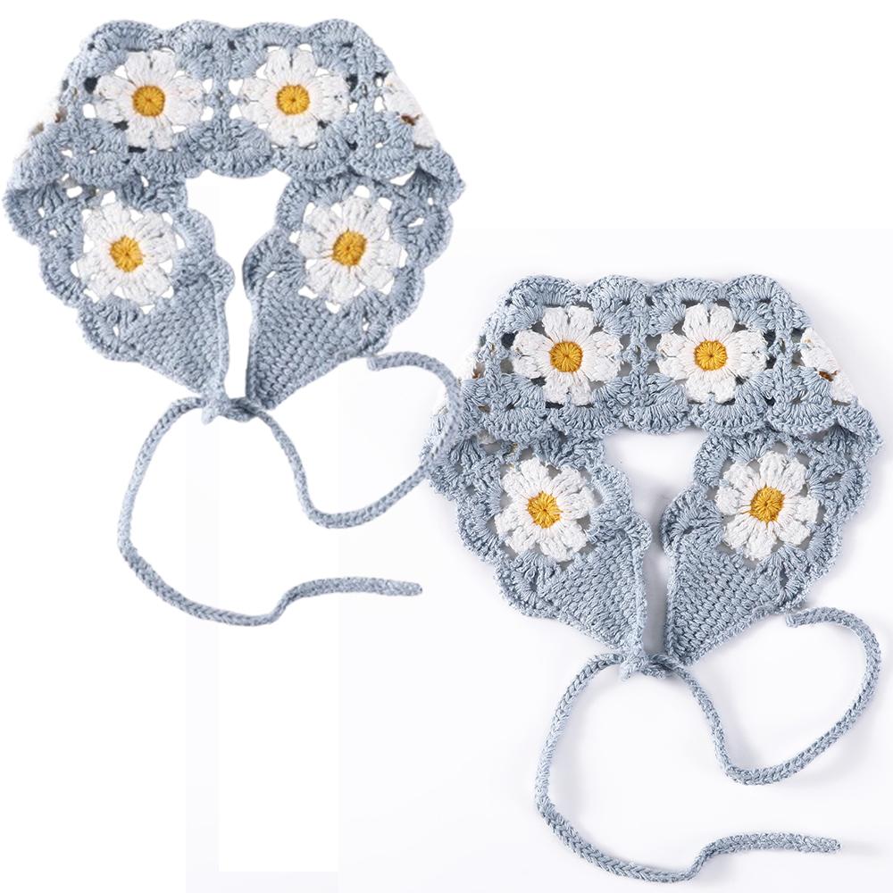 Spring Travel Hair Scarf Women Sweet Cute Hand-Knitted Headband Hair Accessories Knitted Crocheted Headscarf Triangle Scarf