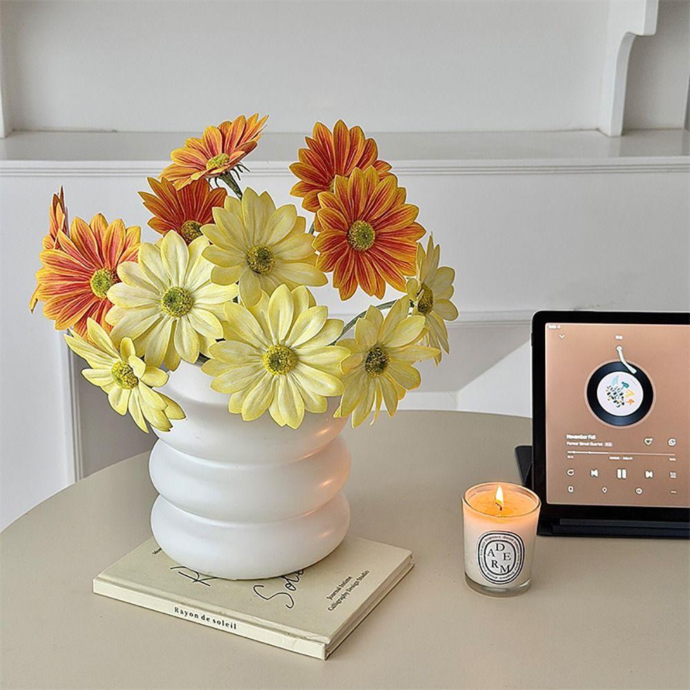 3PCS/Bundle 3D Printed Simulation Flower Chrysanthemum Sunflower Real Touch Flowers  Home Decoration