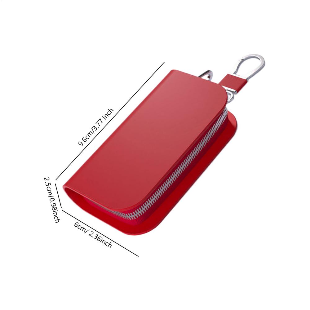 Leather Car Key Fob Holder Organizer Pouch Split Luxury Anti-Theft Remote Entry Smart Fob Case Bag With Zipper for Women Men
