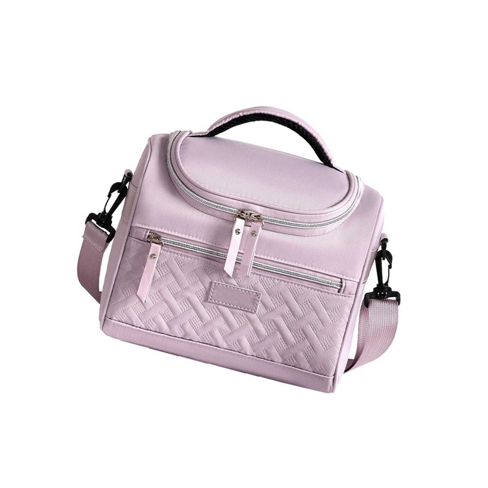 

Портативная термосумка для ланча для путешествий Просторный контейнер для хранения еды и напитков Сумка для бенто с плечевым ремнем фиолетовый