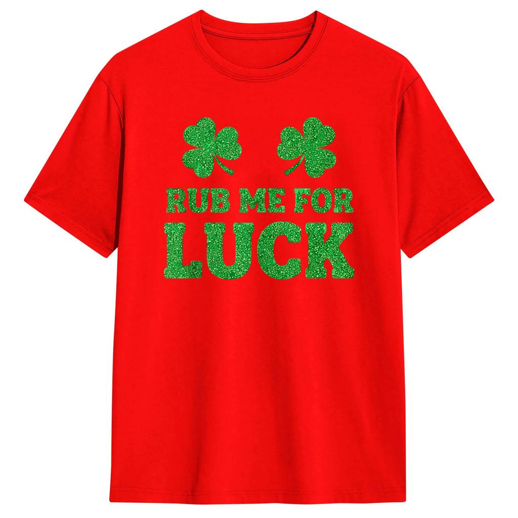 StPatricks Day Rub Me for Luck Shamrocks Shenanigans Mens T Shirts Casual Tees Short Sleeve TShirts Cotton Printed Clothing