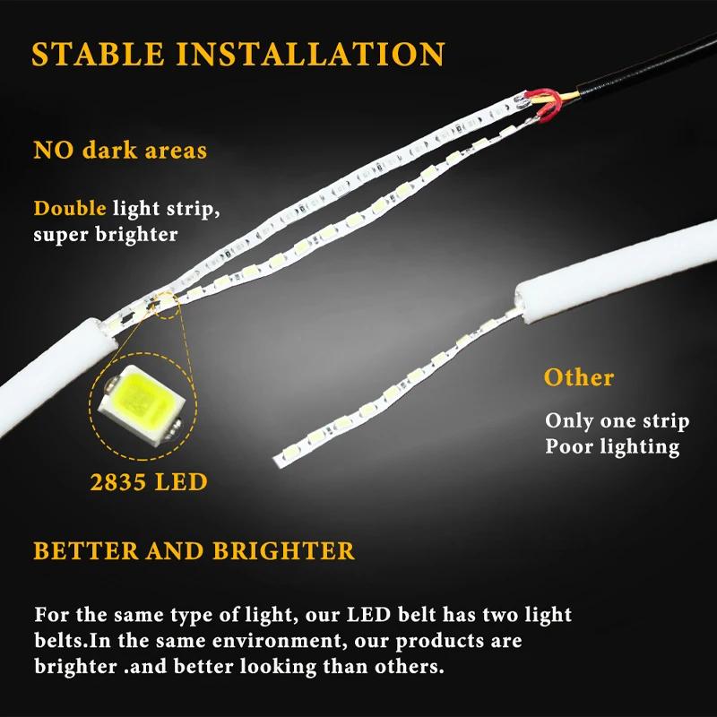 2PCS/lot 9-30V 30/45/60cm DRL Flowing Flexible LED Tube Strip Daytime Running Lights Turn Signal DRL Silica gel LED Lamp