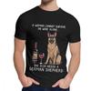 Male Tee Shirt German Shepherd And Wine Funny Dog Natural Cotton Graphic Crewneck Cartoon Print Tee