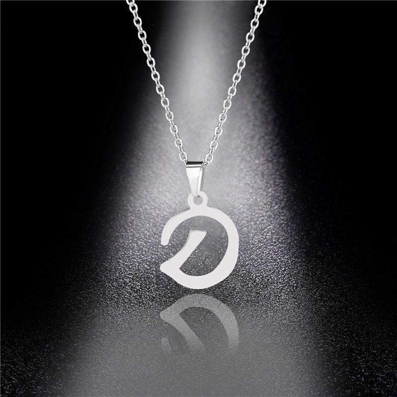 Simple English Letter Necklace Collarbone Chain Women Fashion Jewelry 26 Alphabet Pendant