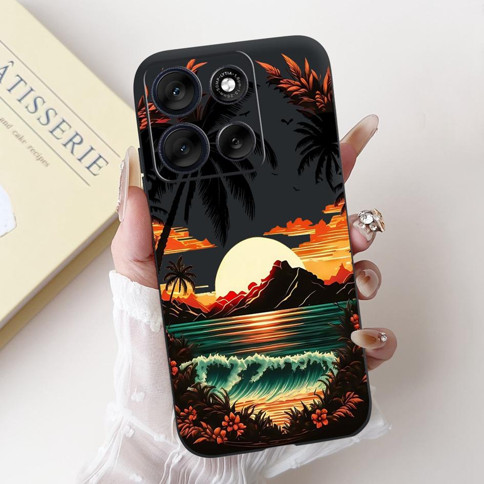 Per Motorola Moto G86 G56 2025 Custodia Moda Fiore Tramonto Cartone Animato Morbido Silicone Protettiva Copri Telefono Per MotoG56 MotoG86 Custodie