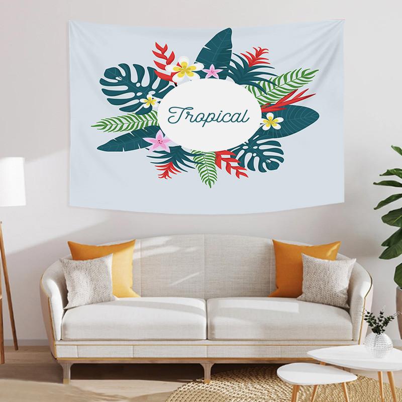 Summer Cartoon Tropical Jungle Monstera Background Printed Polyester Tapestry Wall Hanging Tapestries For Bedroom Dorm Decor