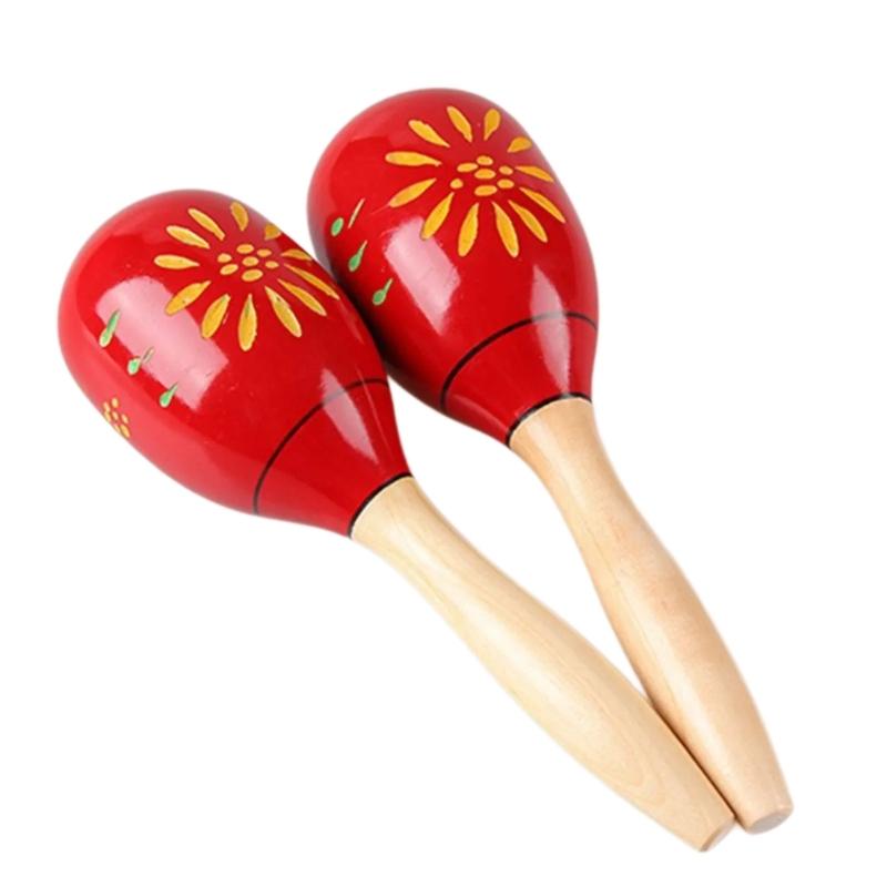 Solid Hardwood Sand Hammer Wood Shaker Maracas Rattle Percussion Musical Instrument Educational Toy Hand Sand Hammer
