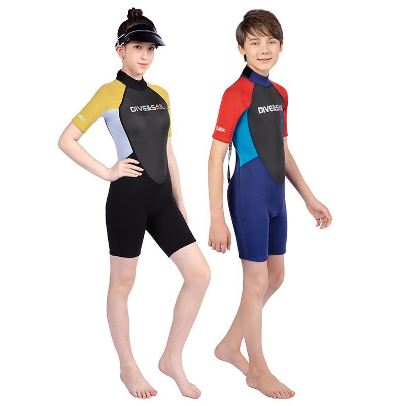 2.5mm Neoprene Kids Wetsuit Short Sleeve Snorkeling Diving Surfing Warm Water Sports Protection