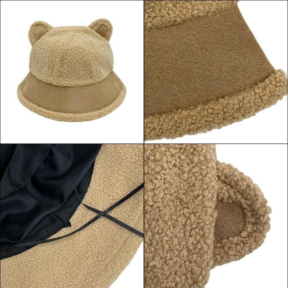 Fuzzy Faux Fur Fisherman Cap Fluffy Plush Warm Hats Cat Ear Fisherman Cap  Outdoor Wear