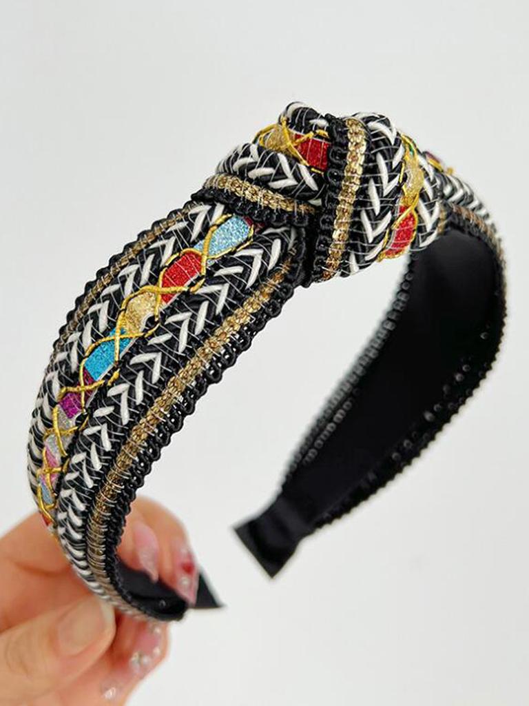 PROLY New Fashion Headband For Women Shining Bohemia Hairband For Adult Center Knot Casual Turban Summer Hair Accessories