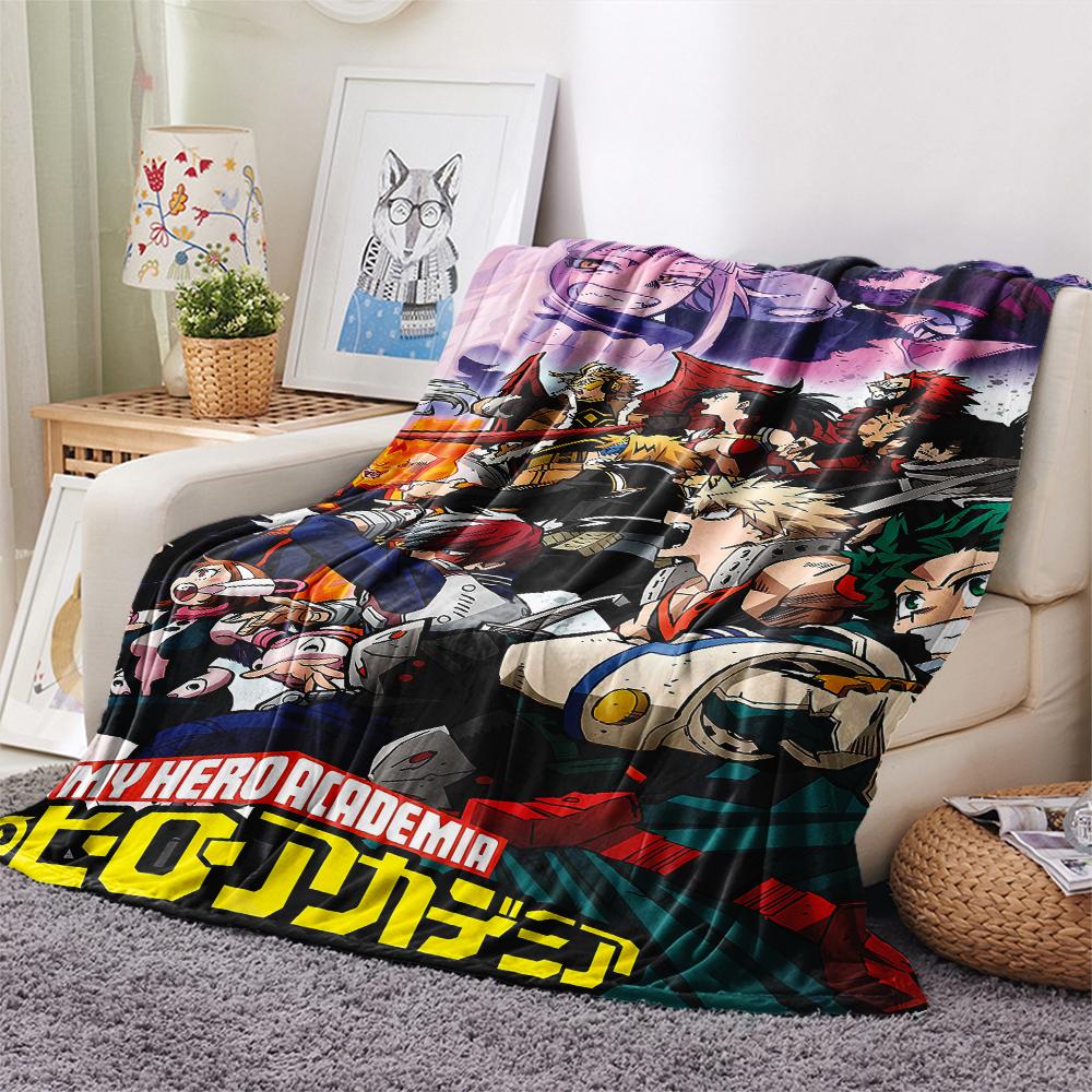 1Pc My Hero Academia Print Flannel Blanket, High Quality Comfortable for All Seasons, Home Decor, Warmth and Comfort, Perfect for Christmas Gifts