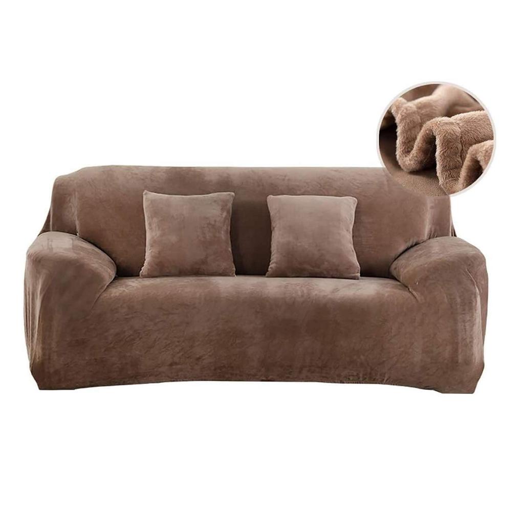 Warm 1-4 Seaters Thick Plush Recliner Sofa Covers Retro Sofa Cover Soft Solid Color Couch Slipcovers