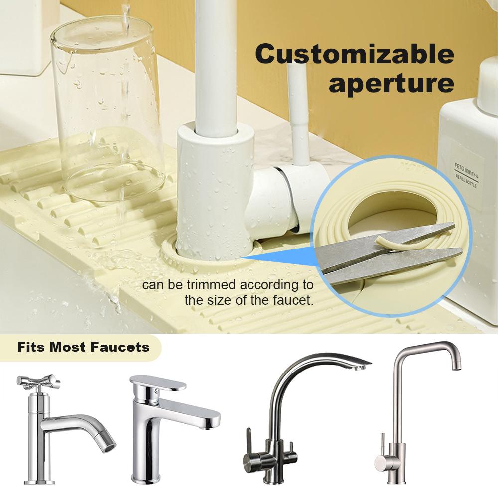 Kitchen Sink Splash Guard Reusable Silicone Draining Mat Fast Drying Stone Sink Tray Faucet Mat for Kitchen Sink