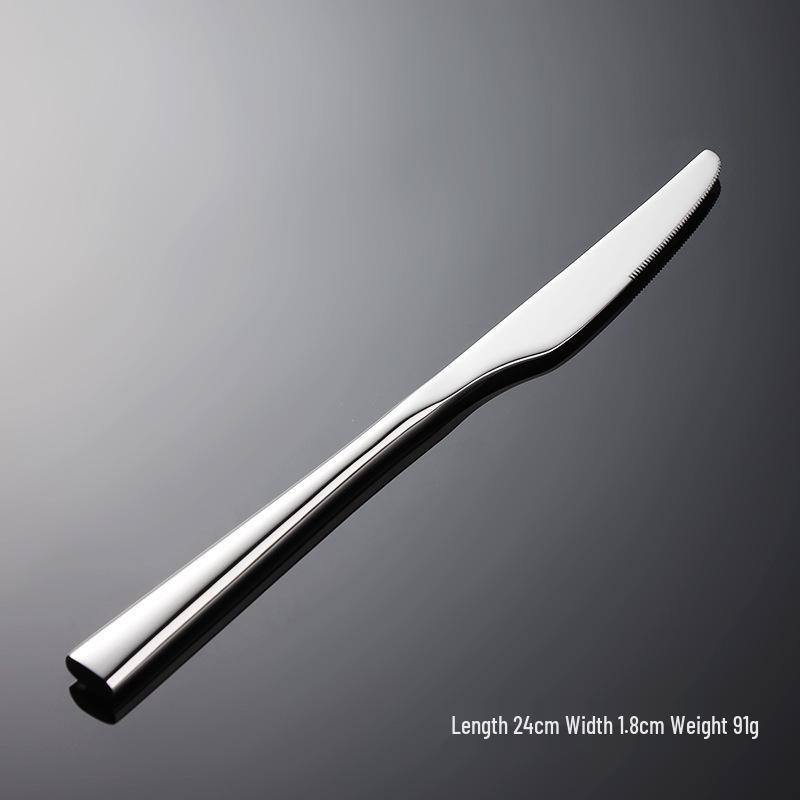 Western Cutlery Set: Edge-Wrapped Steak Knife, Fork & Spoon - Thickened 304 Stainless Steel for Hotel Use.