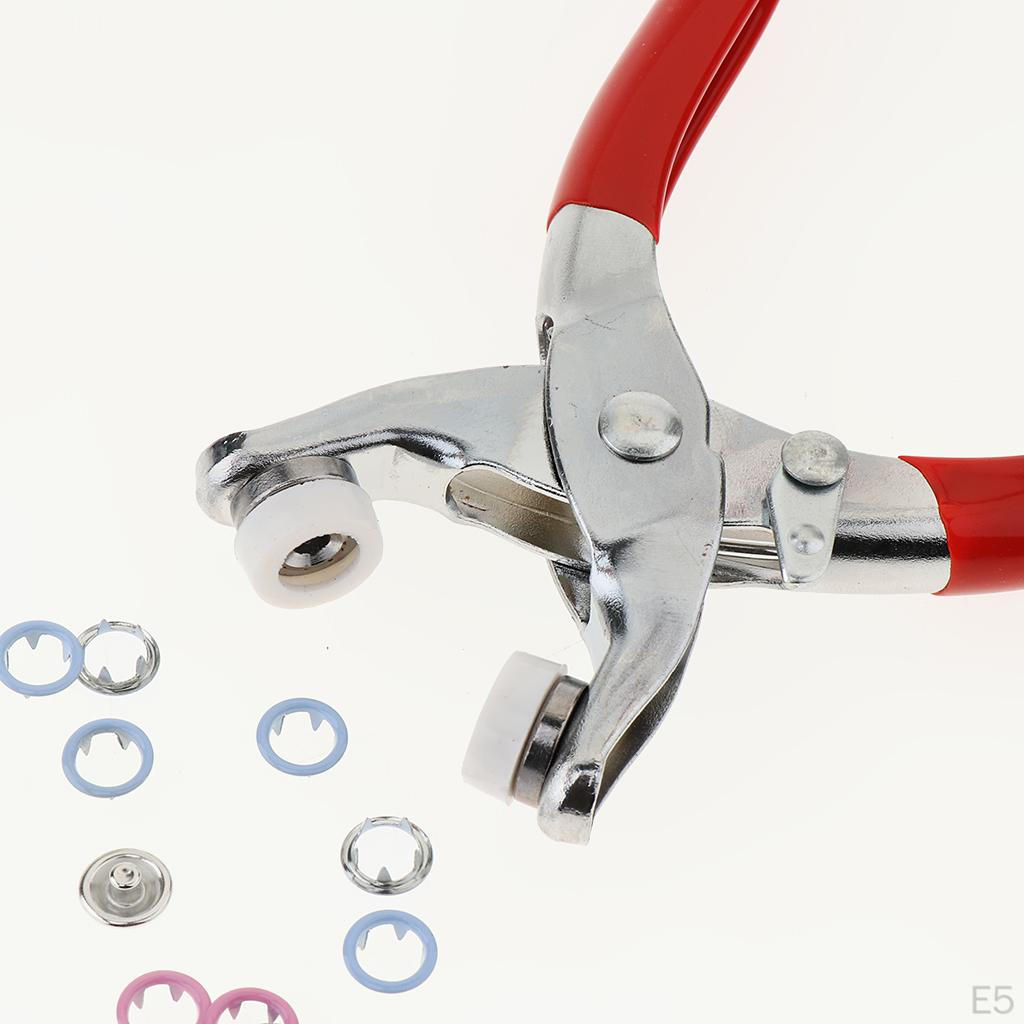 100Pcs DIY 9.5mm Prong Ring Snap Fasteners Press Studs Popper With Plier Tools for Leather, Coat,