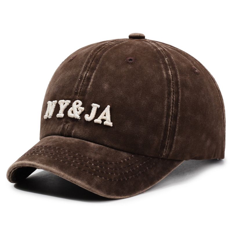 American Retro Baseball Cap Spring and Summer Short Brim Letter Embroidery Washed Old Cap Outdoor Sun Hat Unisex Retro Street Soft Top Sun Hat