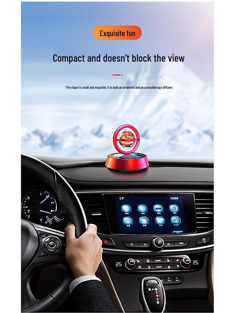 One Road Solar-Powered Rotating Dashboard Air Freshener Ornament for Car Interiors