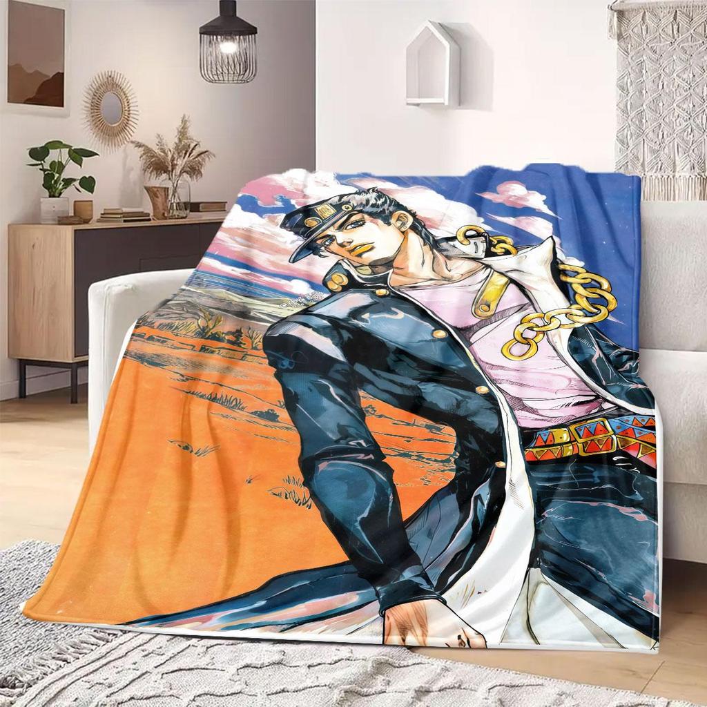JOJO anime Flannel Blanket Warm,Comfortable,Suitable for Bedrooms,Sofas,Beds,Chairs,Picnics,Travel