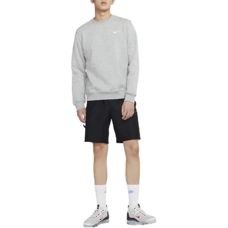 Nike Club Fleece Lined Embroidered Small Logo Classic Sneakers Sweatshirt Winter Men's Gray 916609-063