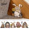 Decorative Hanging Fairy Door Wooden Decor 2D Gnome Elf Ornament Bunny Mushroom Hand Tale Decor Painted Wood Craft House Decoration for Kids