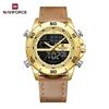 Men's Leather Chronograph Quartz Watch Calendar Date 3ATM Waterproof Night Pattern Luminous Pointer Multifunctional Men's Watch NF9253L