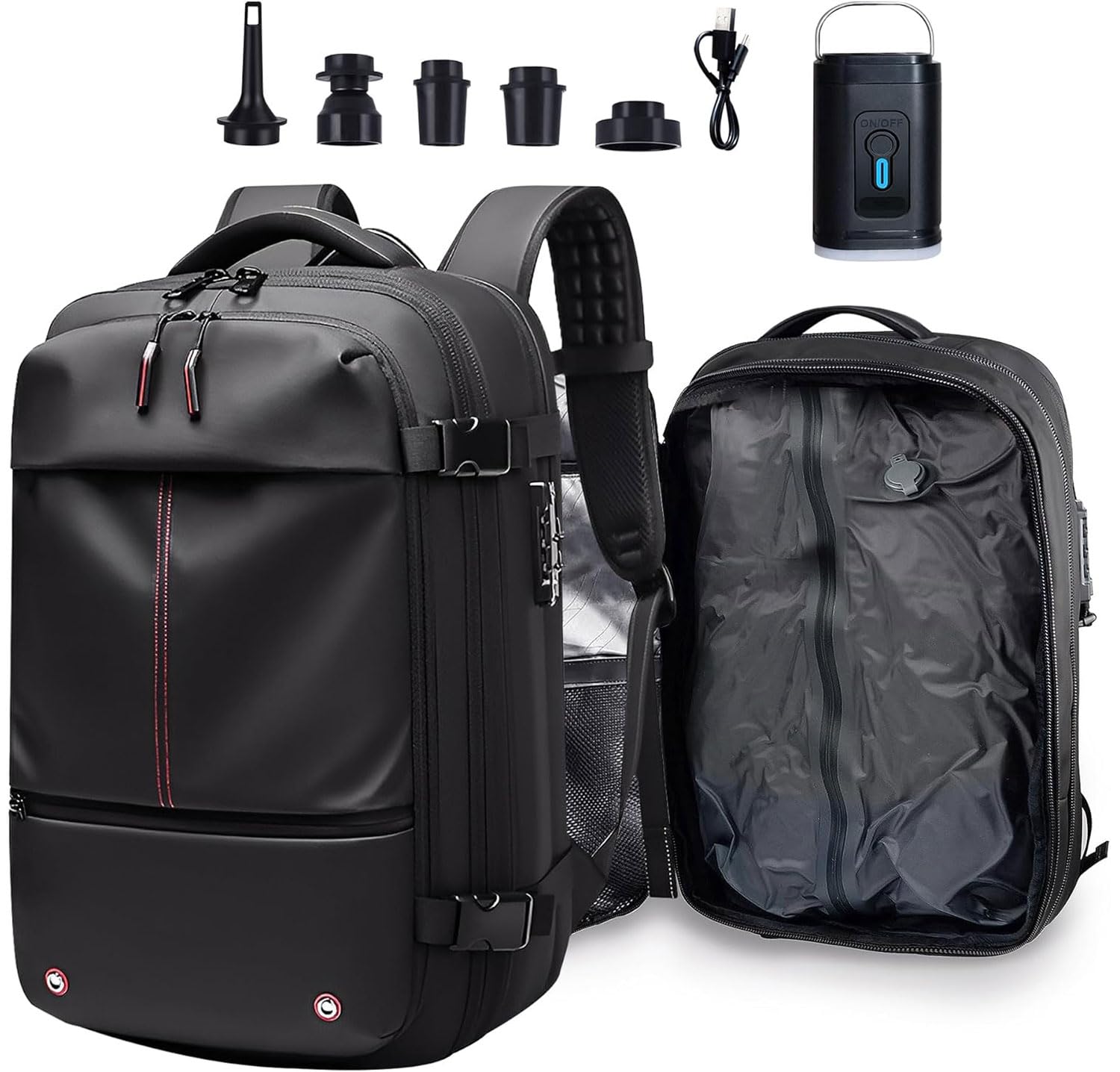 

HVQ 60L Vacuum Compression Backpack for Men, TSA Lock, Waterproof and Dustproof, Large Capacity, Fits 17-inch Laptop, EmergencyCarry-on Compatible,