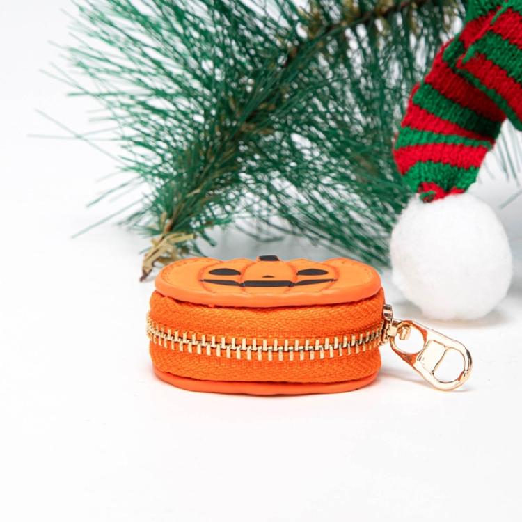 Small Coin Purse Keychain for Women Pumpkin Spiders Web Coin Pouch with Keychain Bag Charms Accessories Gift for Womens