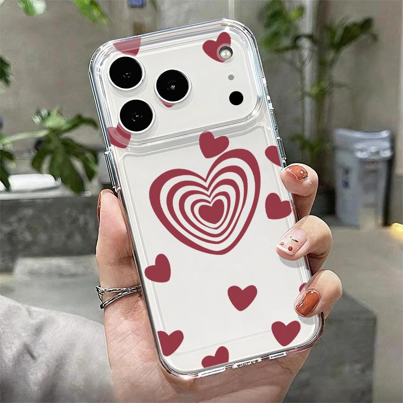 Silky Love Hearts Pattern Case For iPhone 17 Pro Max Coque iPhone 16 15 14 13 Pro Max 11 Clear TPU Silicone Soft Cover
