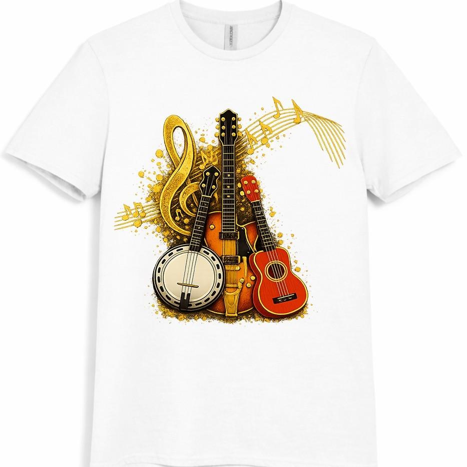 Guitar T-Shirt Music InstruUnisexts Banjo Country Folk Musician Lover Gift Tee