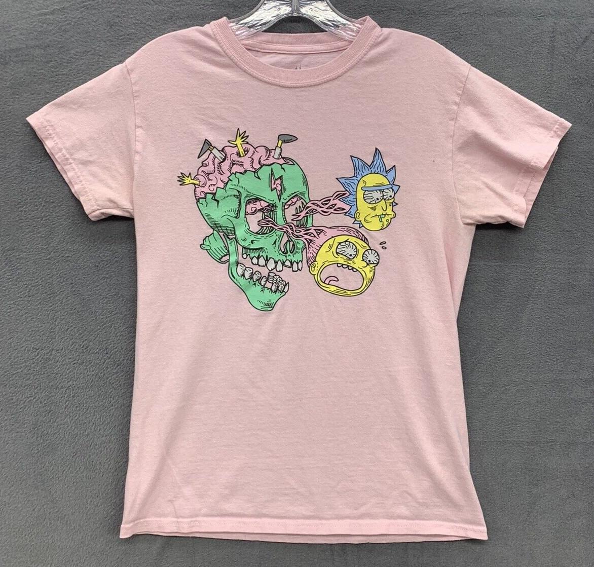 Adult Swim Rick And Morty Graphic Tee T-Shirt Youth Size Small Pink Short Sleeve XL