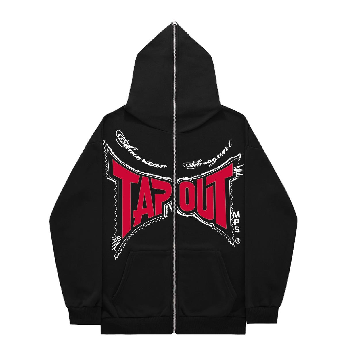 Full zip hoodie sweater gothic high street full zip oversized coat men s and women s streetwear y2 coat S чёрный