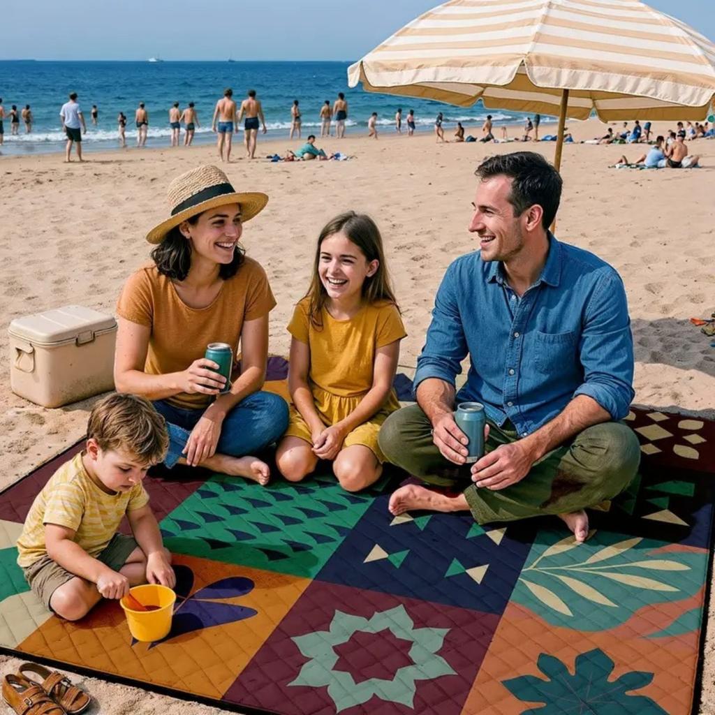 Manta de Picnic Extra Grande para Exterior 200*200 - Diseño Grueso y Duradero de Tres Capas, Antideslizante y Plegable, Manta para Camping, Playa, Fiesta en el Patio Trasero - Fácil de Limpiar