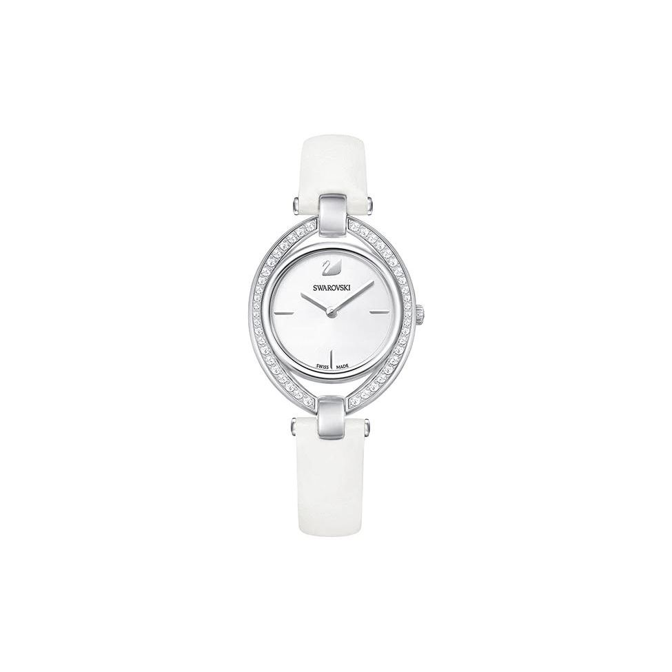 Swarovski Collection Quartz Watch With Genuine Leather Strap Silver Dial Women watches 5376812 Silver White Watch Dial
