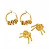 Eur-American Minimalist Gold-Plated Spiral Earrings - Titanium & Stainless Steel, Non-Fading