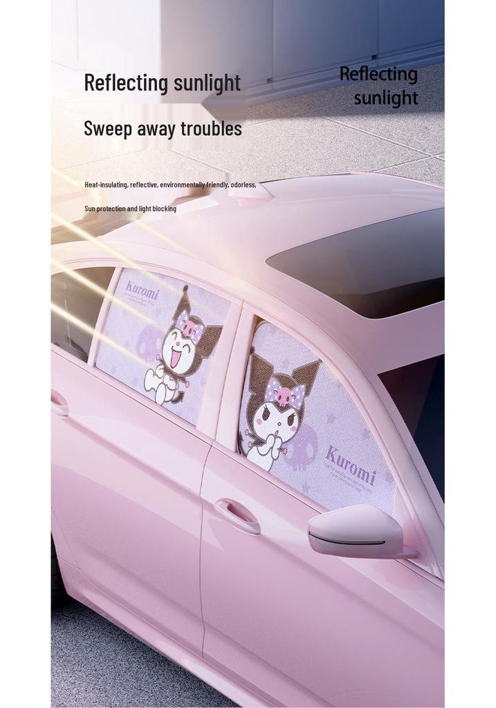 Sanrio Kuromi Magnetic Car Sun Shade Curtain for Heat Insulation & Baby Sun Protection