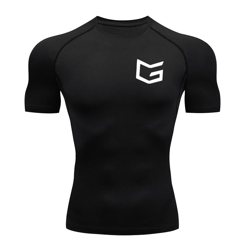 Kompressionsshirt mit Grafikprint für Herren, schnelltrocknend | Funktionsshirt für Fitnessstudio, Laufen und Sport RL000730
