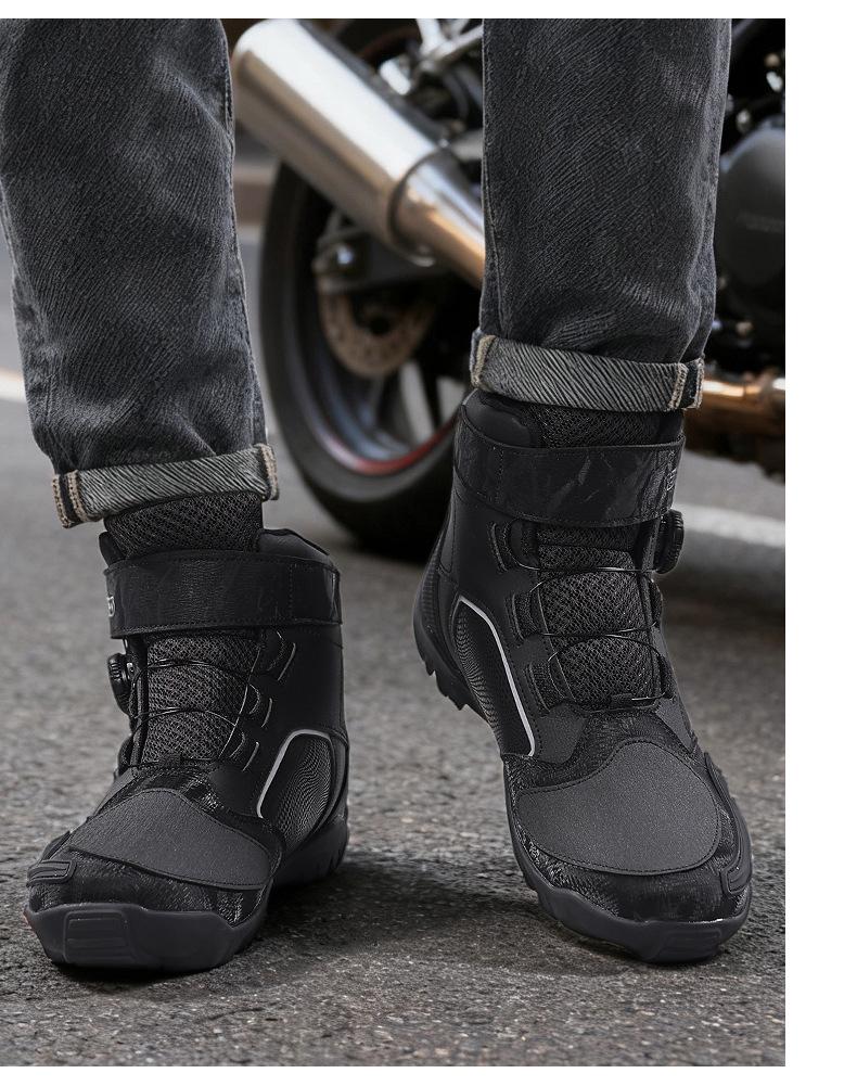 Botas Cortas Antideslizantes para Motocicleta Locomotive - Zapatos de Exterior para Carreras y Turismo para Hombre