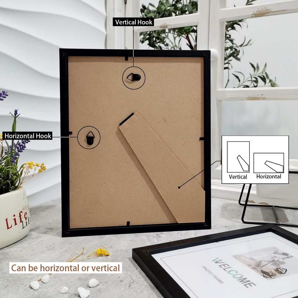 4 Pcs Wood Photo Frames Set, Classic Wall/Tabletop Display, Natural/White/Black Colors for Home Decor, Gifts, Commemorative Gift