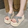 Fashion New 8CM Summer Women Slippers Flip-Flops Ladies Beach Bling Shoes Wedge Heels Shoes Woman High Platform Slippers Outside Sandals