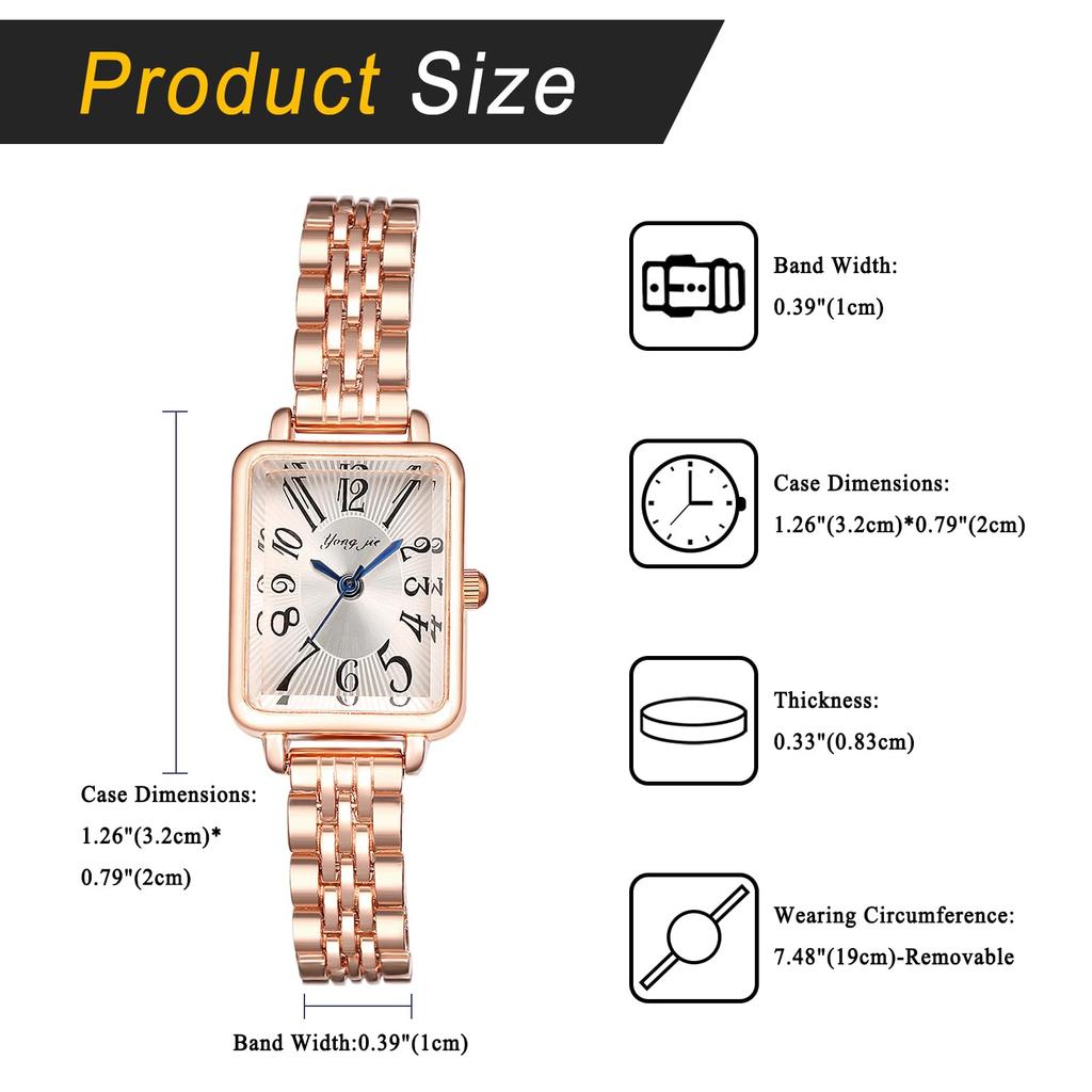 Simple Square Analog Watch for Women: Waterproof Stainless Steel Strap, Fashion Accessory - Valentine's Day, Christmas, Birthday Gift