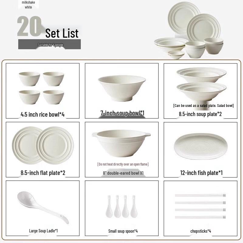 

Wohe Milkshake White Underglaze Ceramic Dinnerware Set