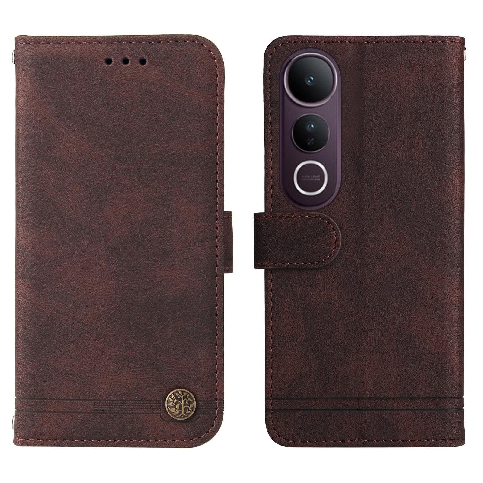 

Для vivo V50 Lite 5G/vivo V50 Lite 4G Шкіряні гаманці-чохли Шкіряний на дотик Чохол для телефону Підставка з ремінцем Brown