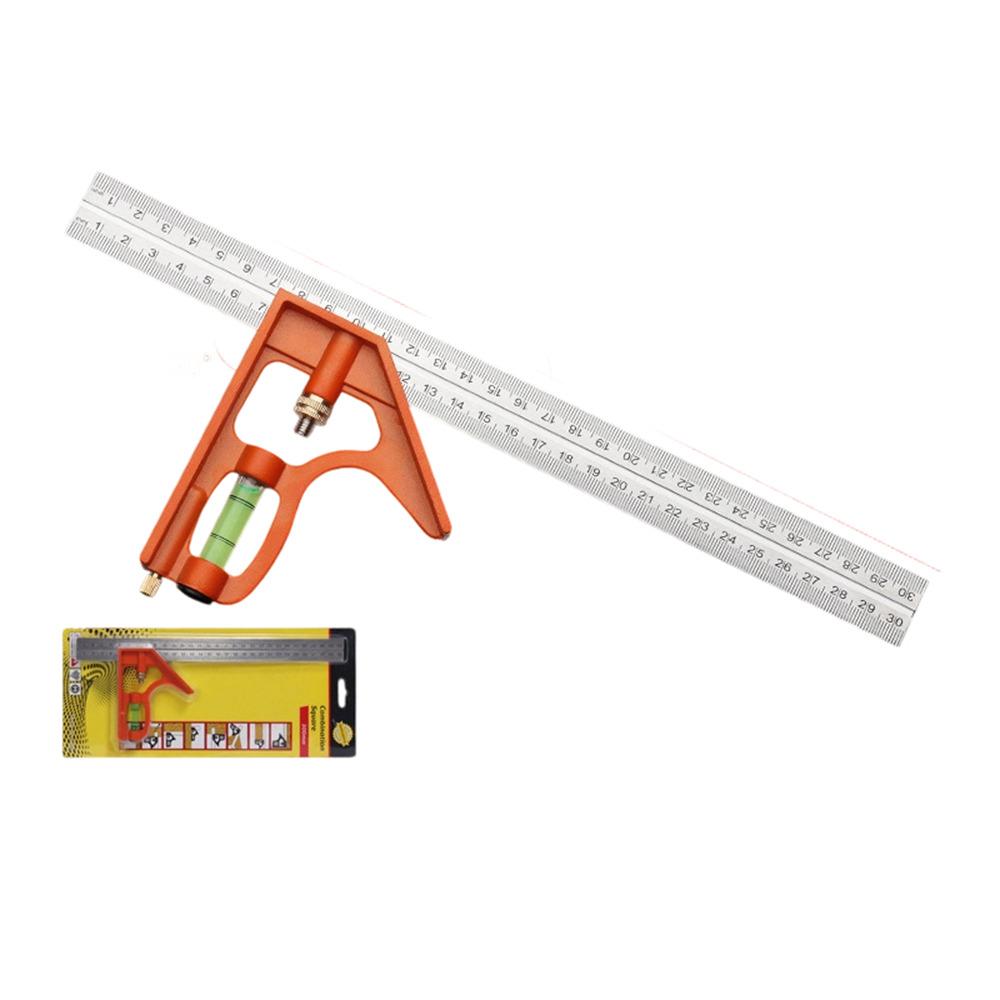 Stainless Steel 90/45 Degree Ruler High Precision Adjustable Combination Square Ruler Multi-Angle Measuring Tool for Woodworking