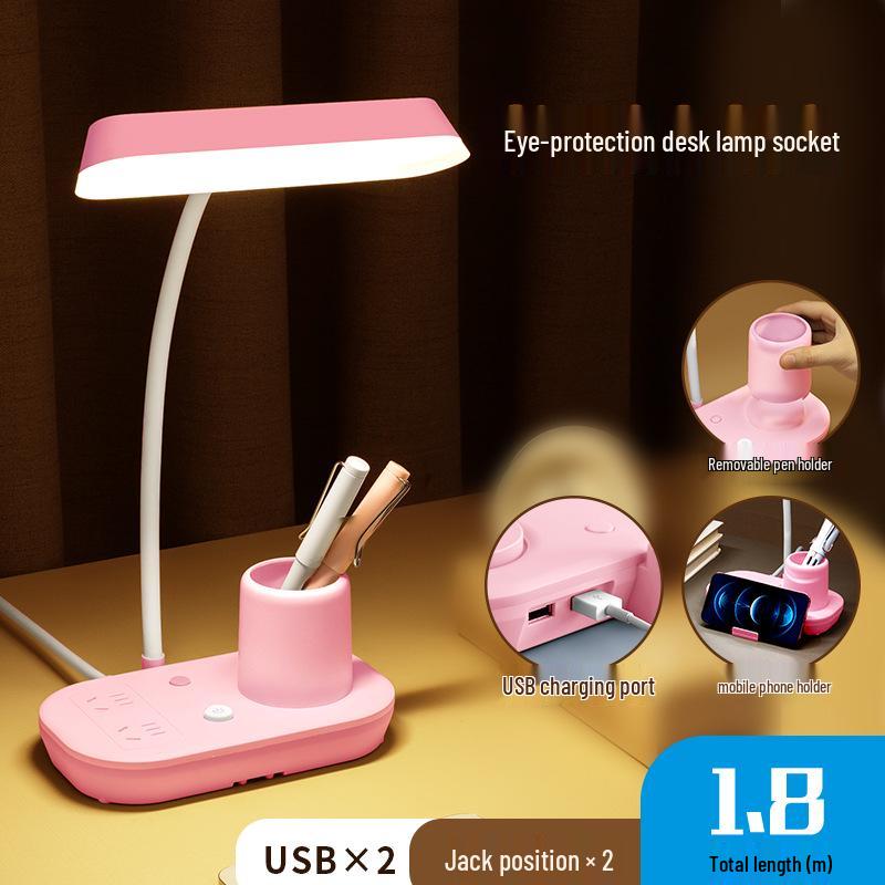 AA Grade LED Eye-Protection Desk Lamp with USB, Soft Light, Night Light, and Wireless Charging for Bedroom or Bedside