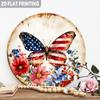 Patriotic Butterfly US Flag Metal Sign D Flat Round Wall Decor for Home Garden Th July Gift