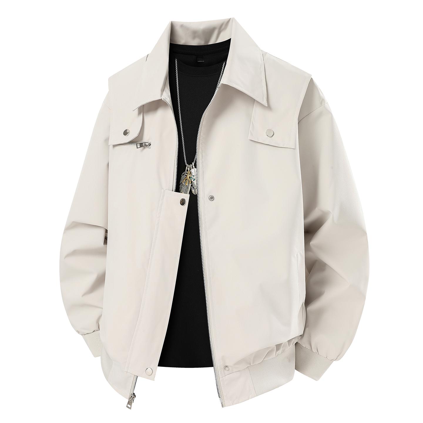 American Cleanfit Men s High Street Short Jacket: Trendy Autumn Baseball Outerwear with Functional Lapel. L хаки