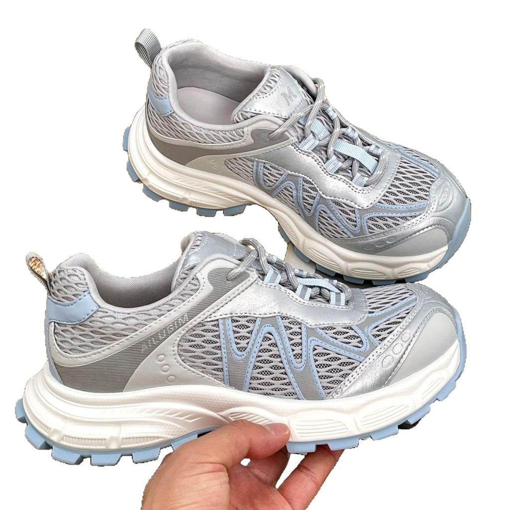Thin Mesh Breathable Thick-soled Dad Shoes Women's New Thick-soled Lightweight Outdoor Running Casual Sports Shoes Tide