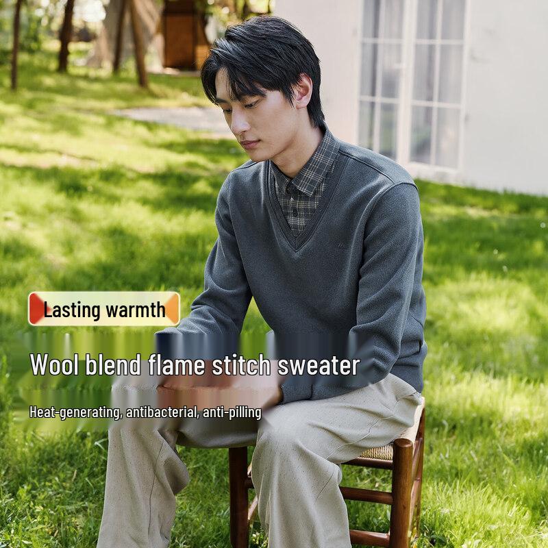 Hodo Herren Verdickter Faux Zweiteiliger Wollmischpullover