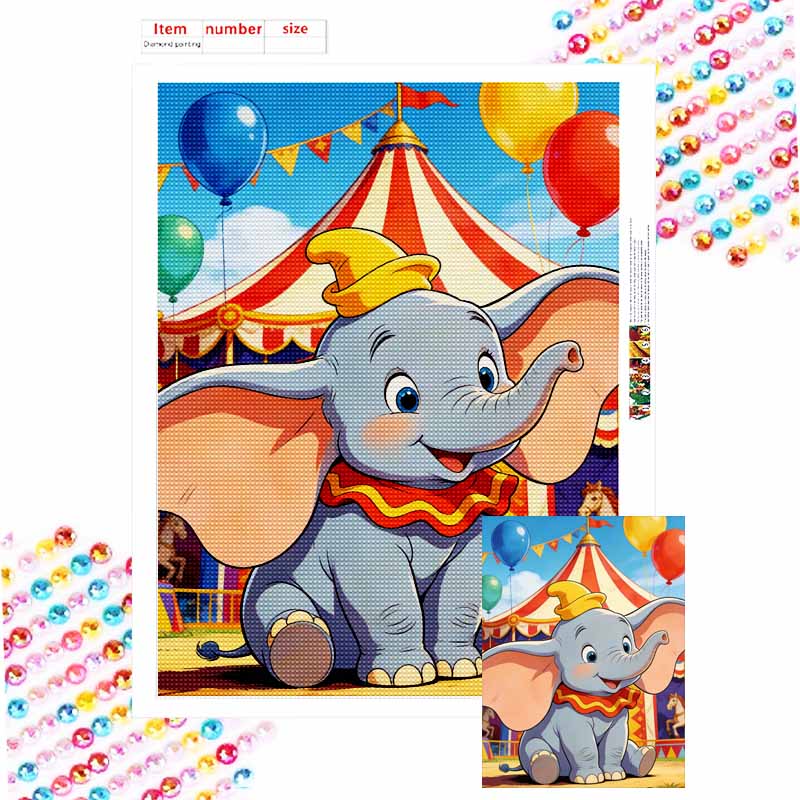 Disney Dumbo Diamond Painting Art Set Handmade Cross Stitch DIY Diamond Art Home Bedroom Wall Decor Gift Round 20x30cm