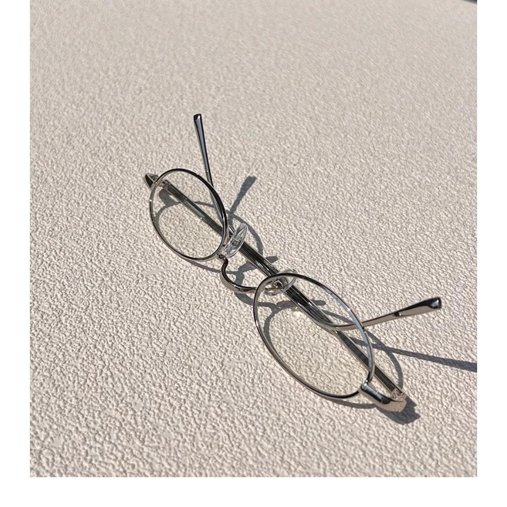 

Retro Silver Oval Glasses Metal Frame Blue Light Blocking Unisex Reading Glasses High Prescription Lens 0